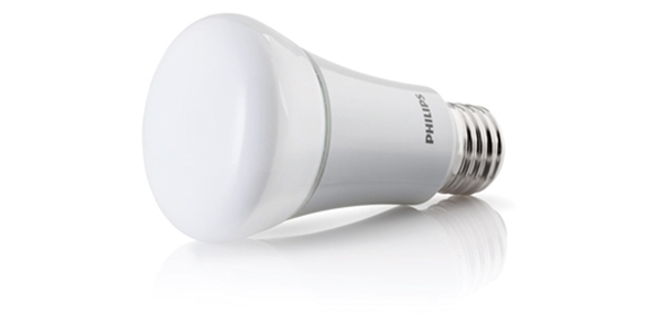 This 11-watt LED bulb gives off the equivalent light of a 60-watt incandescent bulb. There are now many different LED bulbs to choose from. This particular bulb is dimmable and is available at an attractive price. 